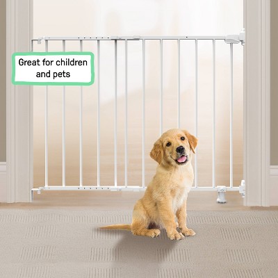 White Metal Swinging Stairway Baby Gate, 28-42 Inches