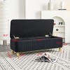 Rectangular Ottoman With Gold Decoration Strip,Velvet Bench With Storage ,Upholstered Storage Benches,Benches For Living Room-Cuddlewood - 4 of 4