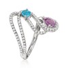 Ross-Simons 0.30 Carat Amethyst and .20 Carat Swiss Blue Topaz Swirl Ring With .42 ct. t.w. Lab-Grown Diamonds in Sterling Silver - 3 of 4
