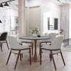 LeisureMod Bristol 36" Round Dining Table with MDF Top and Walnut Steel Pedestal Base for Modern Kitchen and Dining Room - 3 of 4