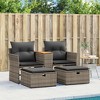 VidaXL Patio Sofa 2-Seater with Stools Gray Poly Rattan - 3 of 4