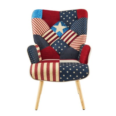 Beautyolove Red Fabric Upholstered Accent Chair Wingback Armchair with Solid Wood Legs