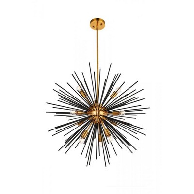 Elegant Lighting Daegan 10 light 26 inch light antique brass pendant