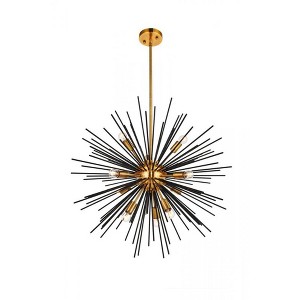 Elegant Lighting Daegan 10 light 26 inch light antique brass pendant - 1 of 4