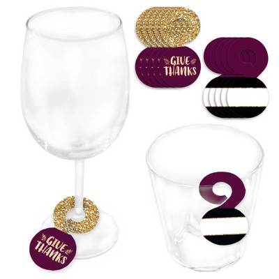 Big Dot of Happiness Elegant Thankful for Friends - Friendsgiving Thanksgiving Party Paper Beverage Markers for Glasses - Drink Tags - Set of 24