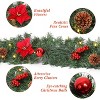 6ft Christmas Garland with Lights, Christmas Decoration with Red Poinsettia Pinecones Ball Ornaments for Mantle Staircase Fireplace Decor - 4 of 4