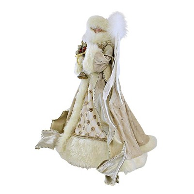 Champagne Angel Tree Topper with Gold Horn and Feather Wings