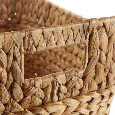 Set of 3 Natural Water Hyacinth Oval Storage Baskets with Handles