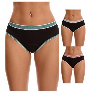 INSPIRE CHIC 3 Packs Women's Mid Rise Letter Print Contrast Binding Leak Proof Underpants - 1 of 4