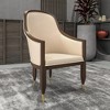LeisureMod Dining Chair Upholstered in Leather Ripple Back Design with Rubberwood Frame and Legs with Gold Accents Elara Collection - 3 of 4