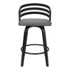 FurniFact,Swivel Bar Stool in Black Wood and Gray Faux Leather for Kitchen Counters - 2 of 4