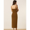 Seta T Women's Summer Sleeveless Drawstring V Neck Spaghetti Strap Bodycon Midi Cami Dresses - 4 of 4