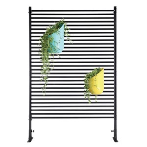 Okak Outdoor Privacy Screen with Stand, Slatted Patio Privacy Screen for Plants Climed, Outdoor Privacy Panels for Backyard, Garden, Porch, Black - 1 of 4