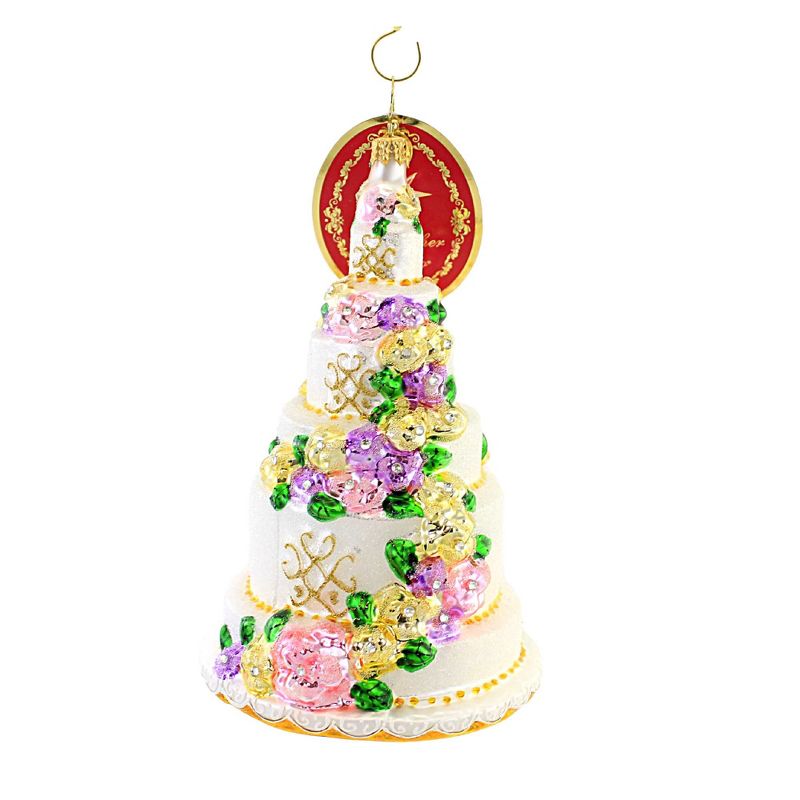 Christopher Radko Company 6.75 In Six-Tier Celebration Wedding Cake Ornament Christmas Tree Ornaments, 1 of 4