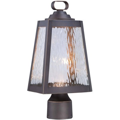 Minka Lavery Rustic Outdoor Post Light Fixture Oil Rubbed Bronze LED 15" Clear Water Glass for Exterior Barn Deck Porch Yard Patio