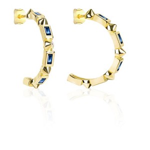Molenia 14K Gold Plated Huggie Hoop Earrings, 925 Sterling Silver Stud Earrings with Blue Accents Lightweight Large Fashion Jewelry Gifts for Women - 1 of 4