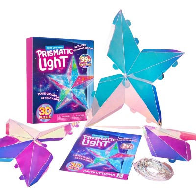Joyfy Prismatic 3D Light Art Puzzle, DIY Colorful 3D Star with 99+ LED Lights, Hanging Hook & USB Power Cable (Set of 3 Star Panels)