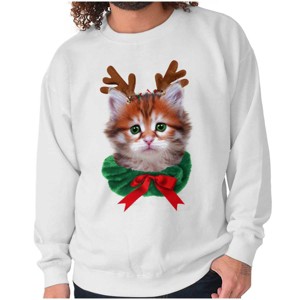 Christmas Reindeer Kitten Adorable Sweatshirt for Men or Women Brisco Brands - 1 of 4