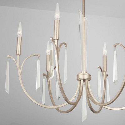 Winter Gold 6-Light Drum Chandelier with Prismatic Crystals