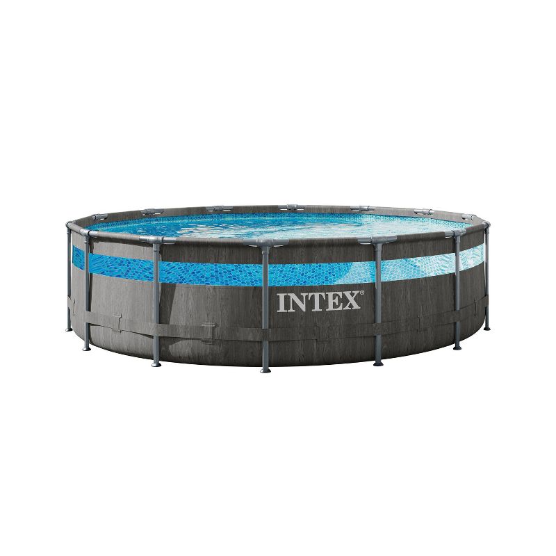 Intex 14&#39; x 42&#34; Clearview Prism Frame Above Ground Pool - Graywood Print, 1 of 11