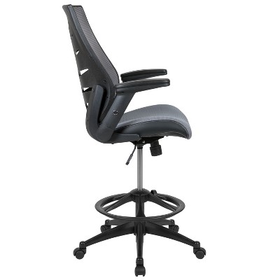 Adjustable High-Back Mesh Drafting Chair with Lumbar Support, Gray