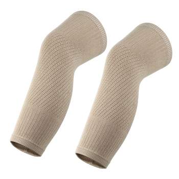 Unique Bargains Footless Cotton Thigh High Leg Compression Stocking Beige 1 Pair