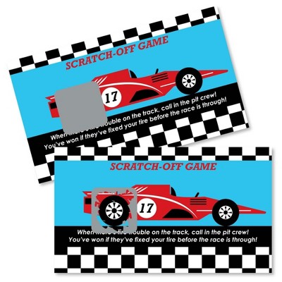 Big Dot of Happiness Let's Go Racing - Racecar - Baby Shower or Race Car Birthday Party Game Scratch Off Cards - 22 Count