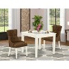 Vintage 3Pc Dinette Set - Square Kitchen Table & 2 Parson Chairs - Linen White & Dark Coffee - 2 of 4
