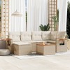 vidaXL 7 Piece Patio Sofa Set with Cushions Beige and Cream Poly Rattan - With Table - 2 of 4