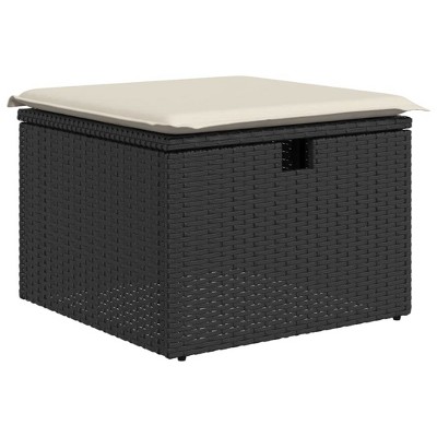 vidaXL Garden Stool Black PE Rattan Small Water-resistant materials