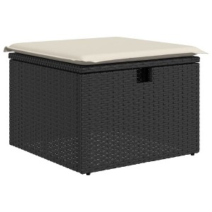 vidaXL Garden Stool Black PE Rattan Small Water-resistant materials - 1 of 2
