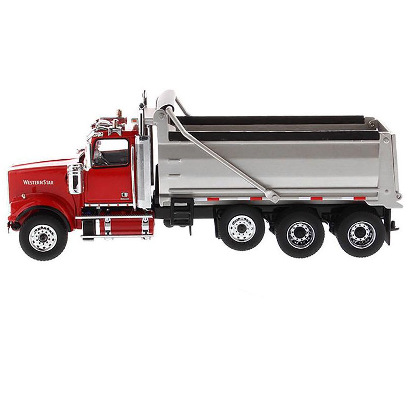 Western Star 4900 SF Dump Truck Red and Silver 1/50 Diecast Model by Diecast Masters, 2 of 5