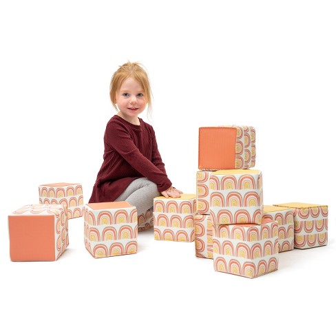 Toddler Foam Blocks, 12 PCS 5.5 inch Colourful Foam Soft Cubes for Kids,  Stacking Block Sets Building Blocks Throwing Toys
