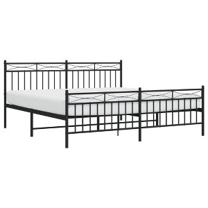 vidaXL Modern Steel Double Bed Frame with Durable Headboard and Footboard - 1 of 4