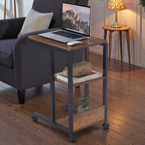 Mshliw C-Shaped End Table with Lockable Wheels, Two-Tier Storage Shelves, Rolling Side Table for Sofa, Bed or Living Room,Space-Saving Mobile Design - 1 of 4