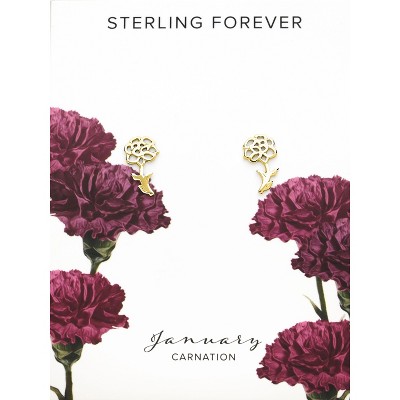 SHINE by Sterling Forever Birth Flower Earring Studs - January / Gold
