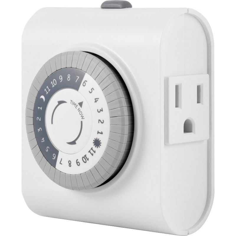 GE Indoor Mechanical Timer 24hr with 2 Outlets, 6 of 9