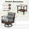Costway 3 PCS Patio Swivel Rocker Set with 2-Tier Coffee Table & Cozy Seat Back Cushions - 3 of 4