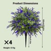 Set of 4 Artificial Lavender Topiary Trees with Ground Spikes - 24 Inch UV Resistant Fake Plants for Outdoor Decor, Front Porch, Garden - 3 of 4
