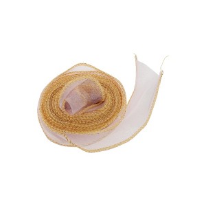 Unique Bargains Ribbon Gold-Edged Fishtail Organza Simple Style Polyester 354.33"x1.57" 1 Pc - 1 of 3