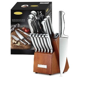 Aoibox German Stainless Steel Kitchen Knife Block Set with Built-in Sharpener, Premium Forged Cutlery for Effortless Cutting - 1 of 4