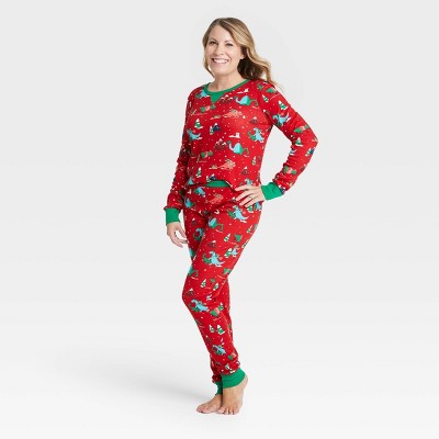 Women's Holiday Dino Print Matching Family Pajama Set - Wondershop™ Red XS