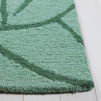 Handmade Tufted Wool-Silk Round Rug in Green/Ivory, 48"