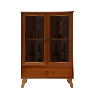 YIYIBYUS Retro Bamboo Kitchen Sideboard Brown Freestanding Storage Organizer Cupboard Single Drawer - 1 of 4