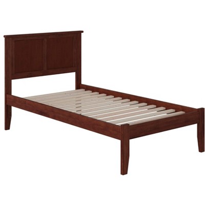 Walnut Twin XL Wood Platform Bed with Headboard