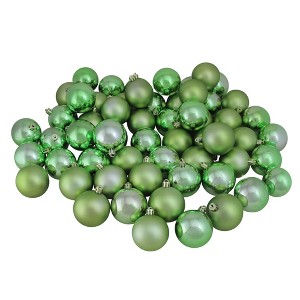Northlight 60ct Shatterproof Shiny and Matte Christmas Ball Ornament Set 2.5" - Sage Green - 1 of 1