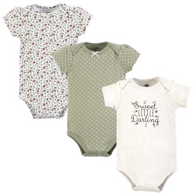 Image of Hudson Baby Infant Girl Cotton Bodysuits, Darling, 0-3 Months