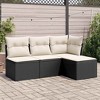 vidaXL 4 Piece Patio Sofa Set with Cushions Black and Cream Poly Rattan - Without Table - 2 of 4