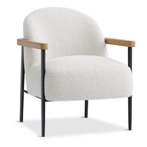 GustoWave 31.9'' Mid-Century Accent Chair, Soft Armchair Lambswool Fabric Lounge Chair with Black Metal Legs, Upholstered Leisure Chair - 1 of 4