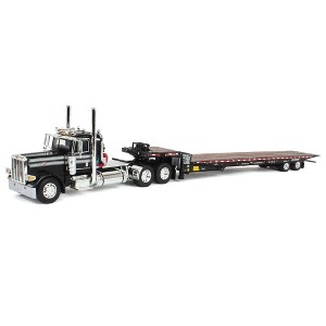 First Gear DCP 1/64 Black Peterbilt 389 Day Cab Landoll 440B Traveling Axle Trailer 60-1980 - 1 of 4